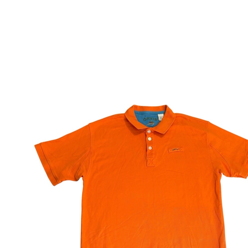 Orvis Troutbum Polo Shirt Fishing Men's Large Orange Heavy Cotton Casual Outdoor